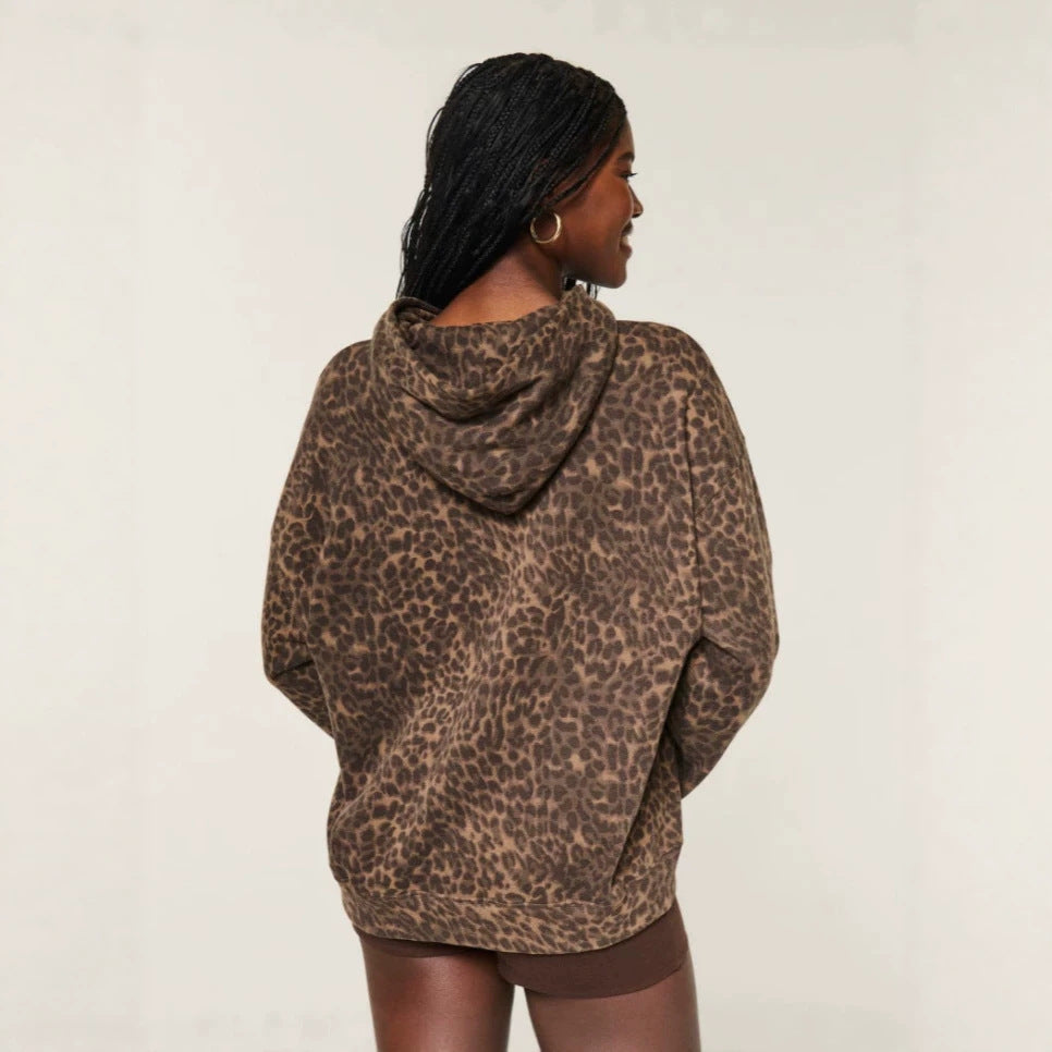Kapuzen-Sweatshirt mit Leopardenmuster