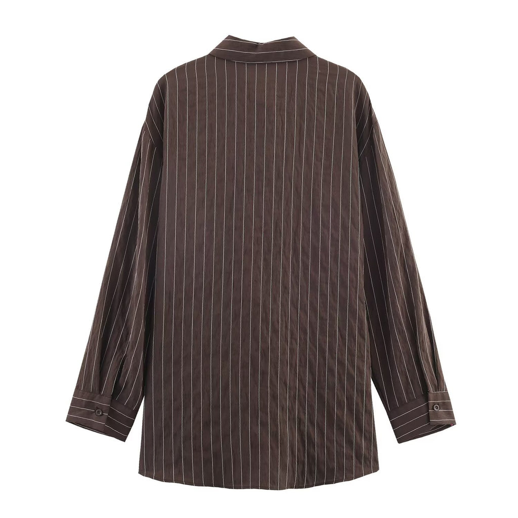 Gestreiftes Langarmhemd mit Schnallen-Dekor | LuxeStyle