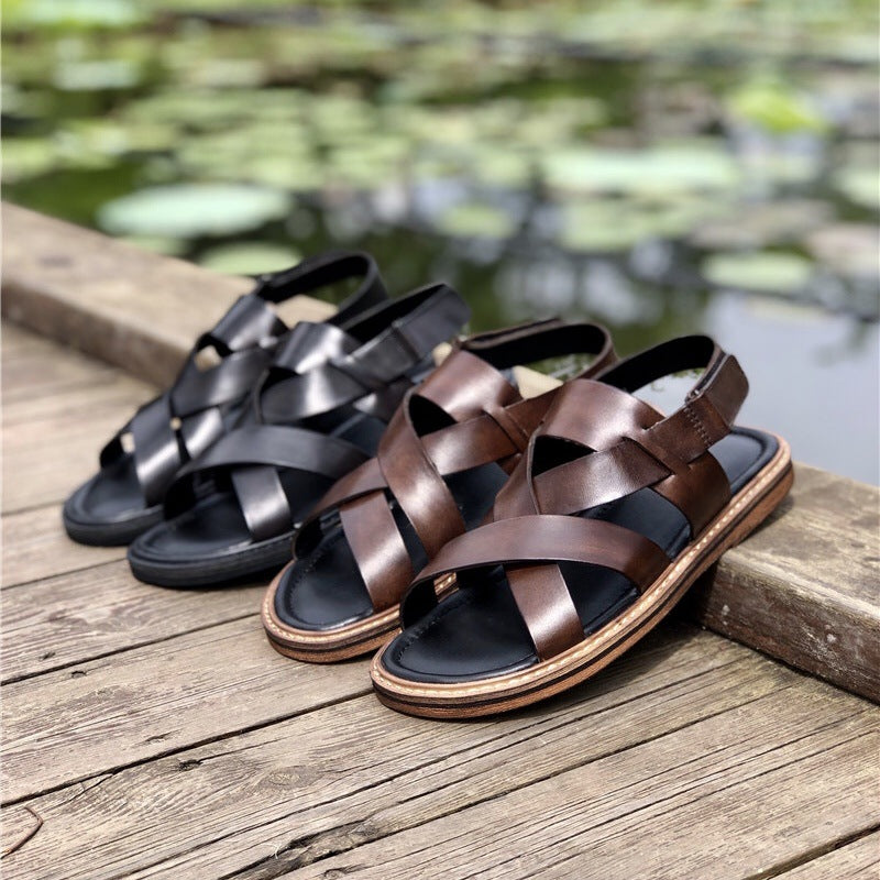 Sommer-Sandalen aus echtem Leder für Herren