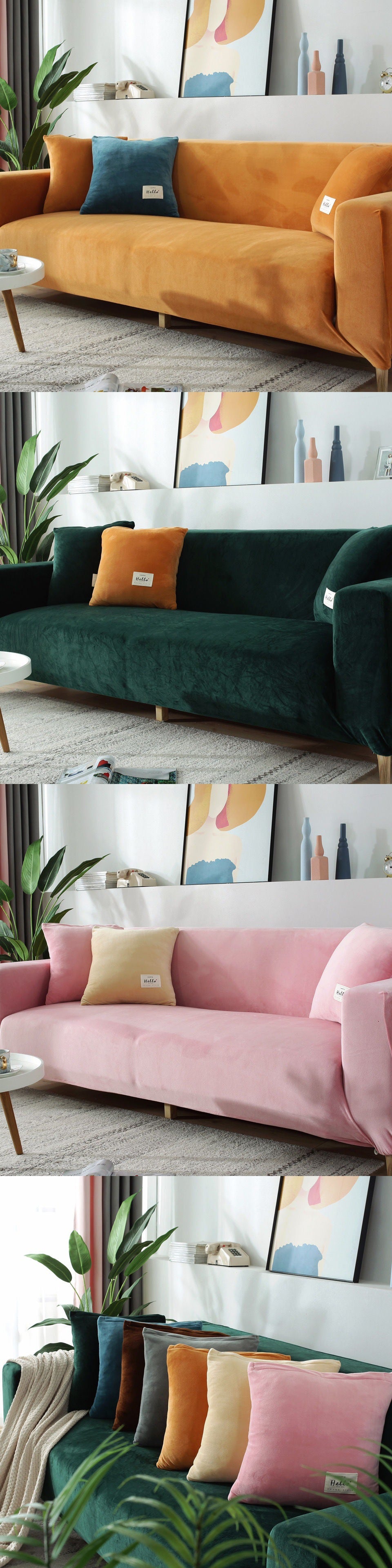 Elastischer Sofaüberzug aus Flanell