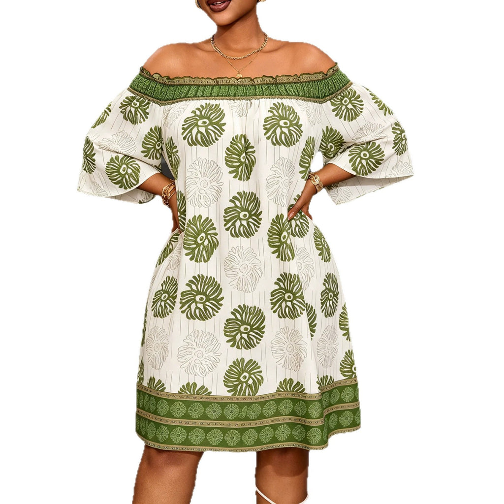 Elegantes A-Linien Kleid mit Print und Cut-Out