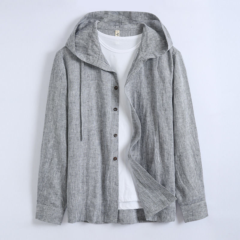 Leinenhemd für Herren – Gray Black – Ansicht 4