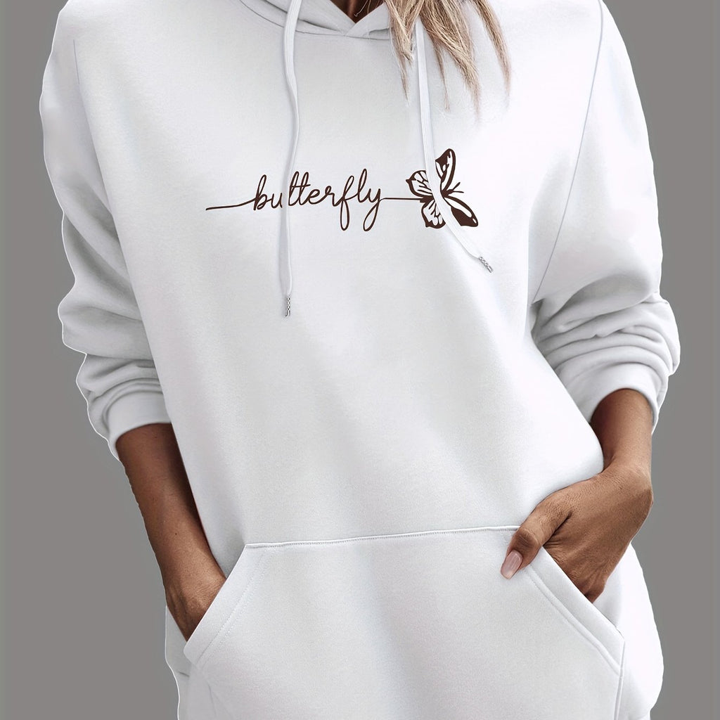 Kapuzenpullover mit Schmetterlings-Print