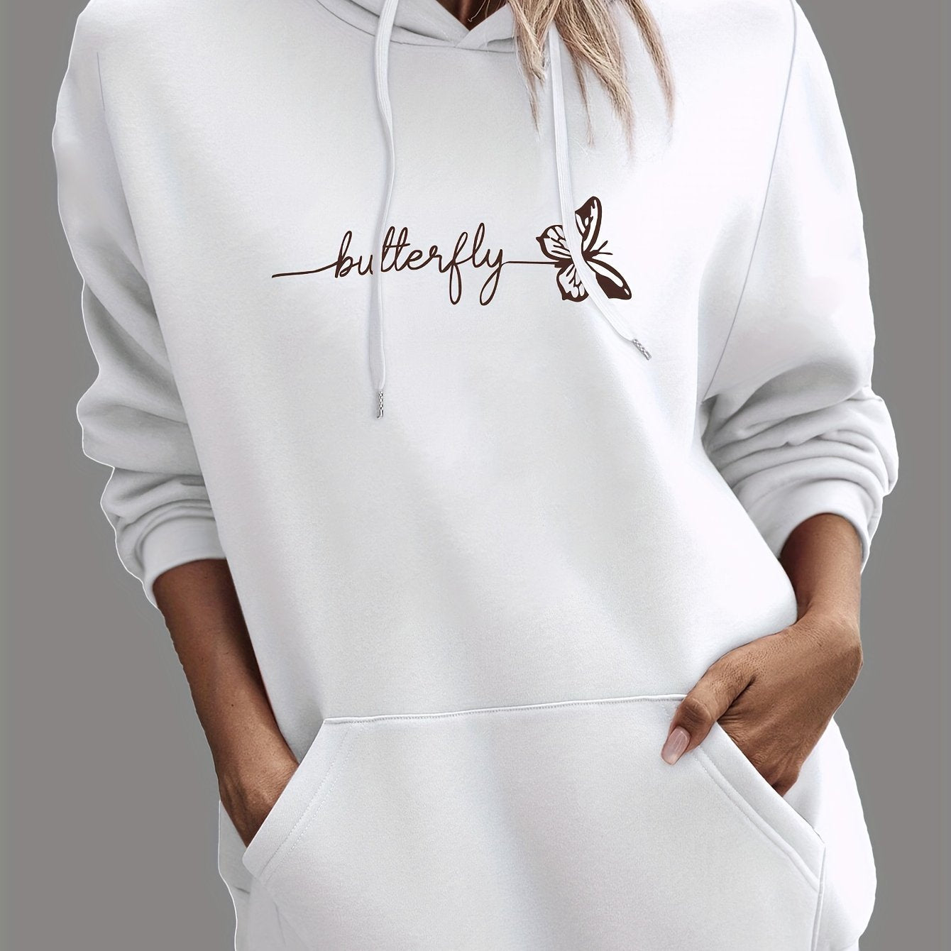 Kapuzenpullover mit Schmetterlings-Print