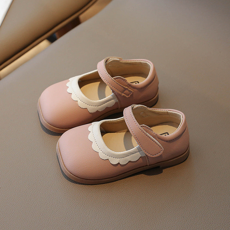 Mädchen Prinzessin Leder-Ballerinas mit Klettverschluss