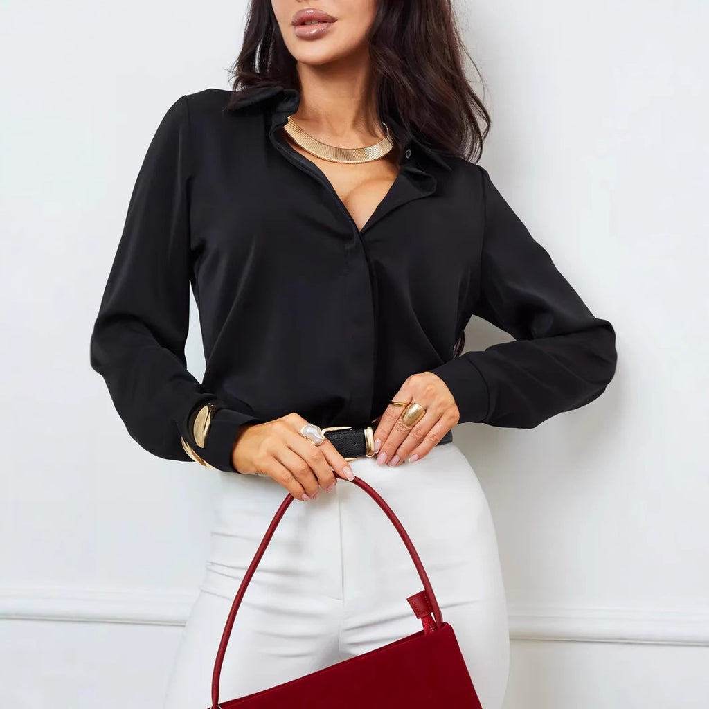 Eleganter Langarm-Shirt aus Polyester – Bild 14 | LuxeStyle