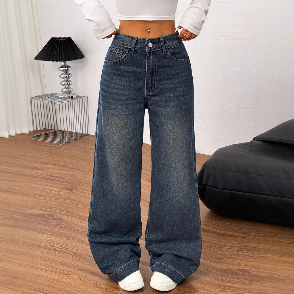 Retro-Denim Jeans, dunkelblau