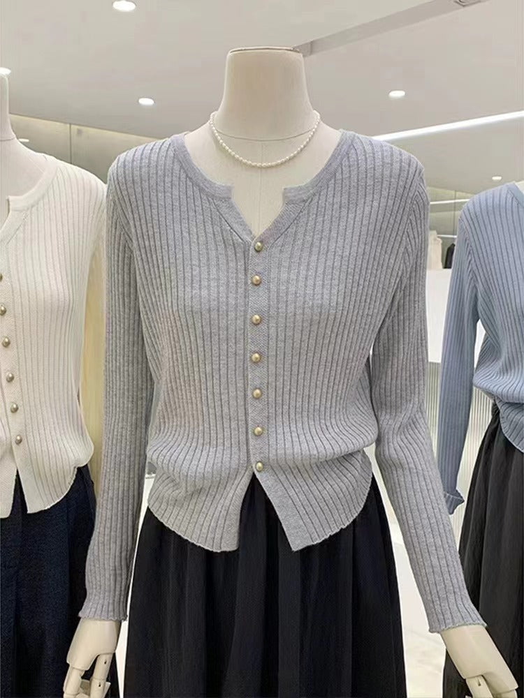 Strick-Cardigan mit Knopfleiste