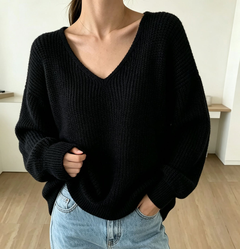 V-Neck Pullover Sweater für Damen
