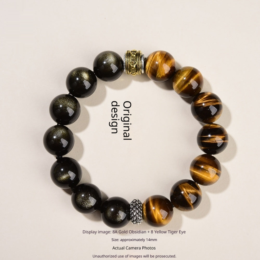 Naturstein-Armband «Obsidienne» – Tigerauge & Obsidian