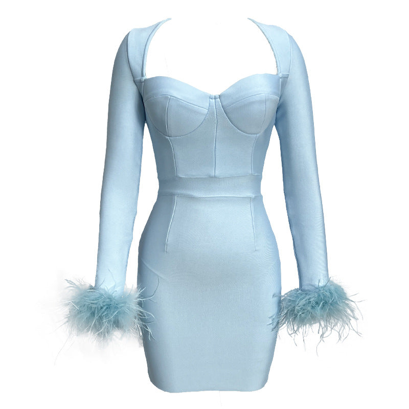Bandage-Kleid mit Federdetails – Bild 9 | LuxeStyle
