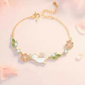 Katzen- und Blumenarmband aus 999er Silber | LuxeStyle