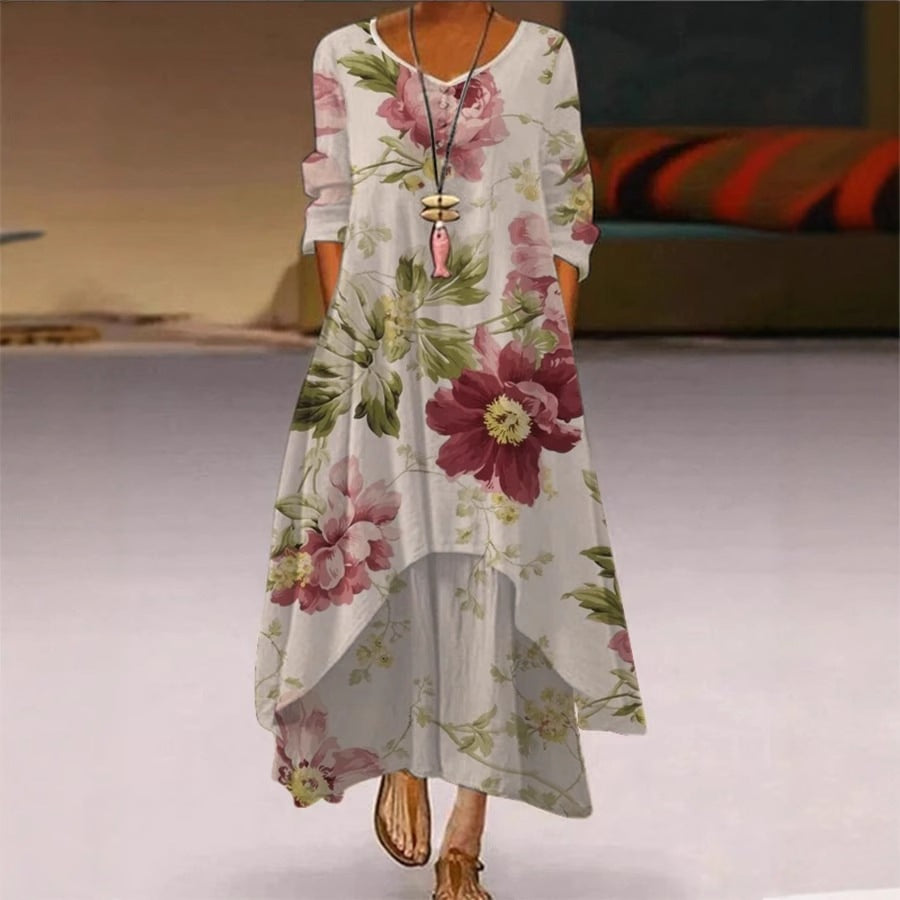 Maxikleid mit asymmetrischem Saum & 3D-Prägung – Bild 5 | LuxeStyle