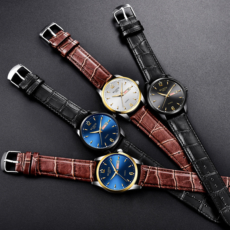 Herrenuhr mit Lederarmband und schwarzem Zifferblatt – Bild 11 | LuxeStyle