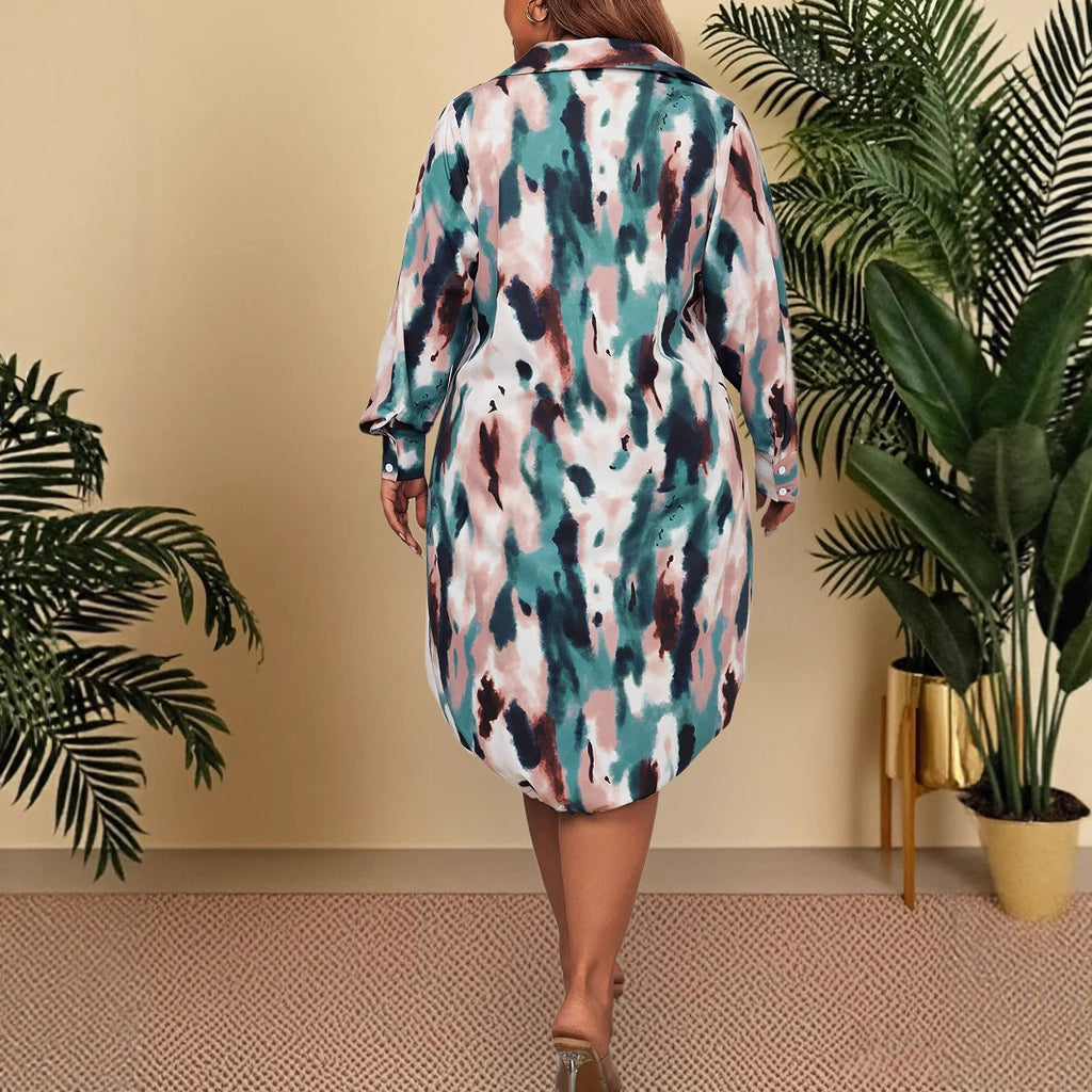Elegantes Langarm-Maxikleid mit Print für Damen