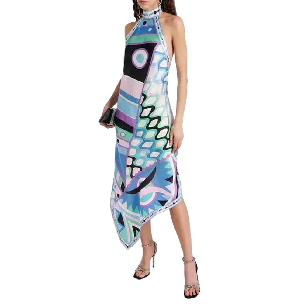 Halterneck Maxikleid mit Geometrischem Print – Bild 4 | LuxeStyle