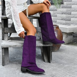 Retro Slouch Stiefel mit spitzer Zehenpartie