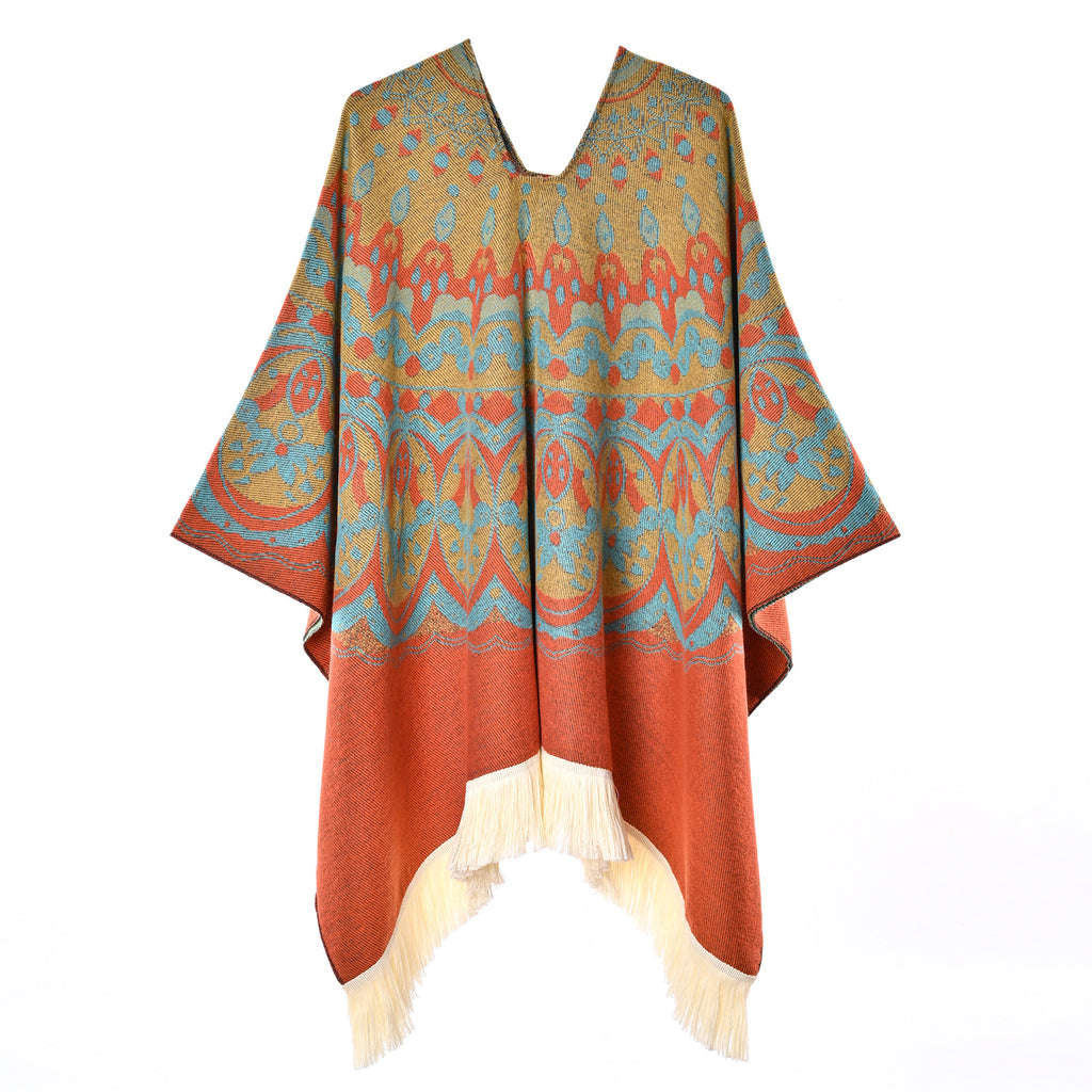 Boho-Schal mit Quasten und Jacquardmuster | LuxeStyle