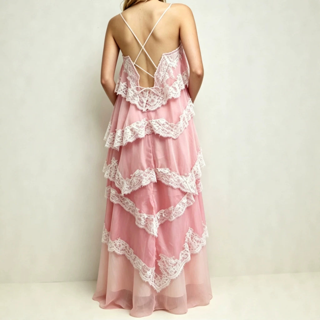 Vintage Spitze Ombre Maxi-Kleid – Bild 3 | LuxeStyle