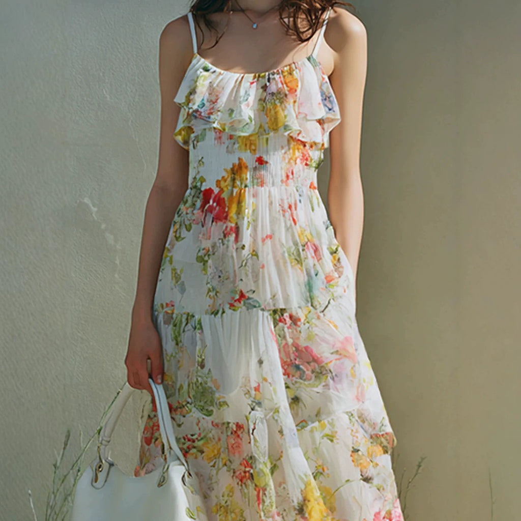 Sommerkleid mit Blumenprint und Chiffon-Lagen – Bild 4 | LuxeStyle
