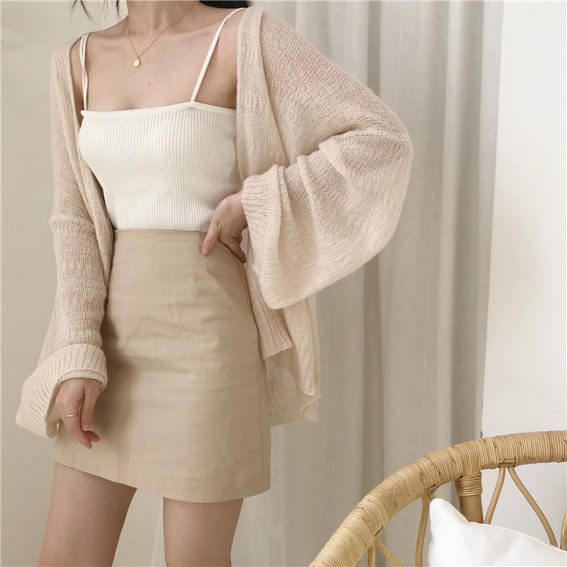 Retro Strick-Cardigan mit Bischofsärmeln