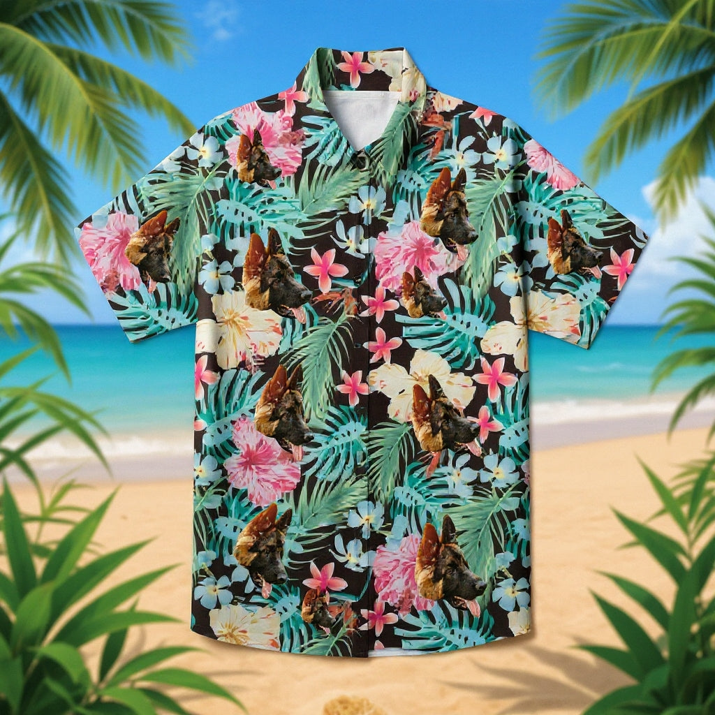 Hawaiihemd mit Hibiskus & Monstera-Print – Bild 2 | LuxeStyle