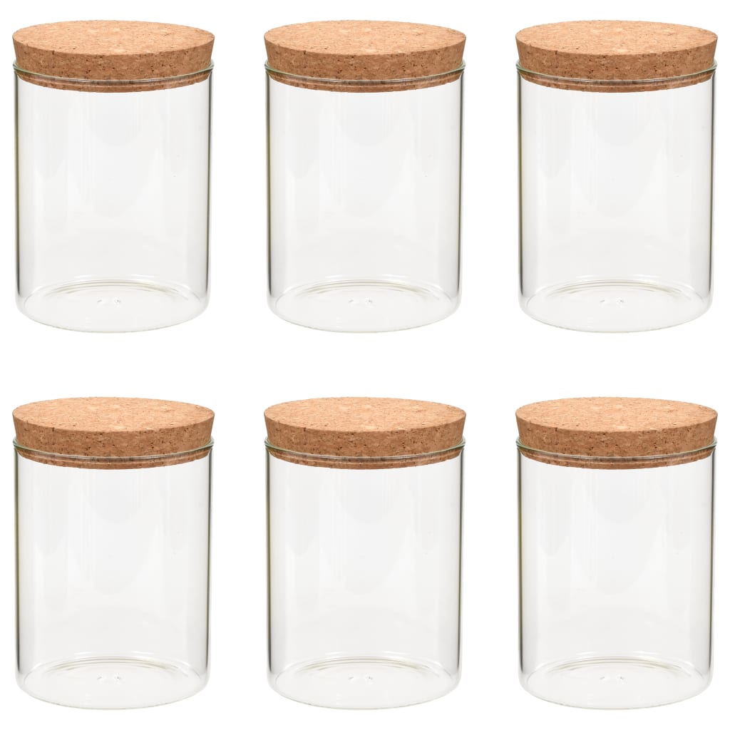 Vorratsgläser mit Korkdeckel, 6er-Set, 650 ml