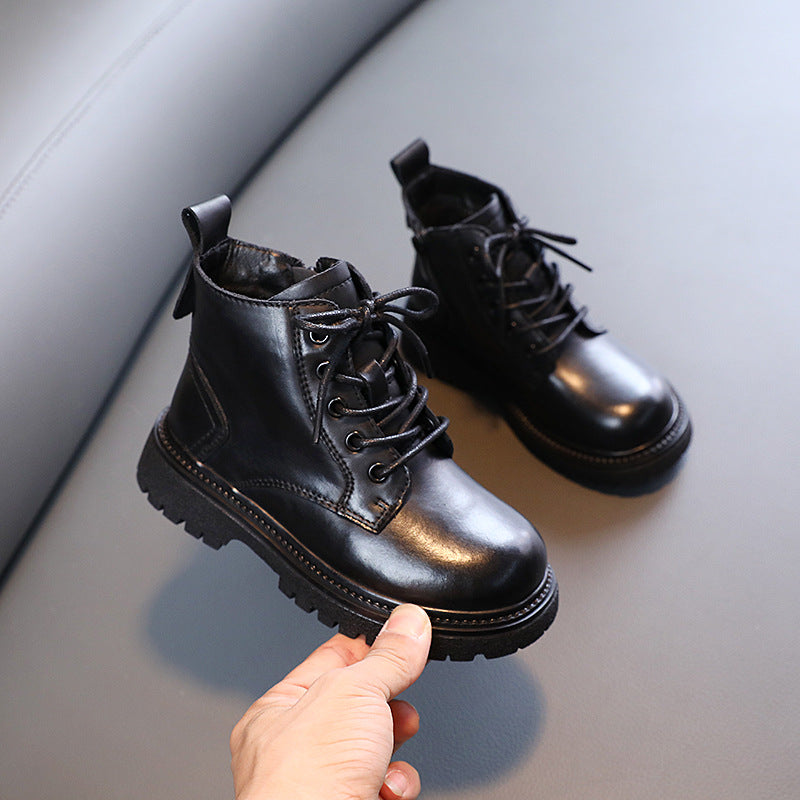 Kinder Leder Worker-Boots mit Schnürung – Bild 3 | LuxeStyle