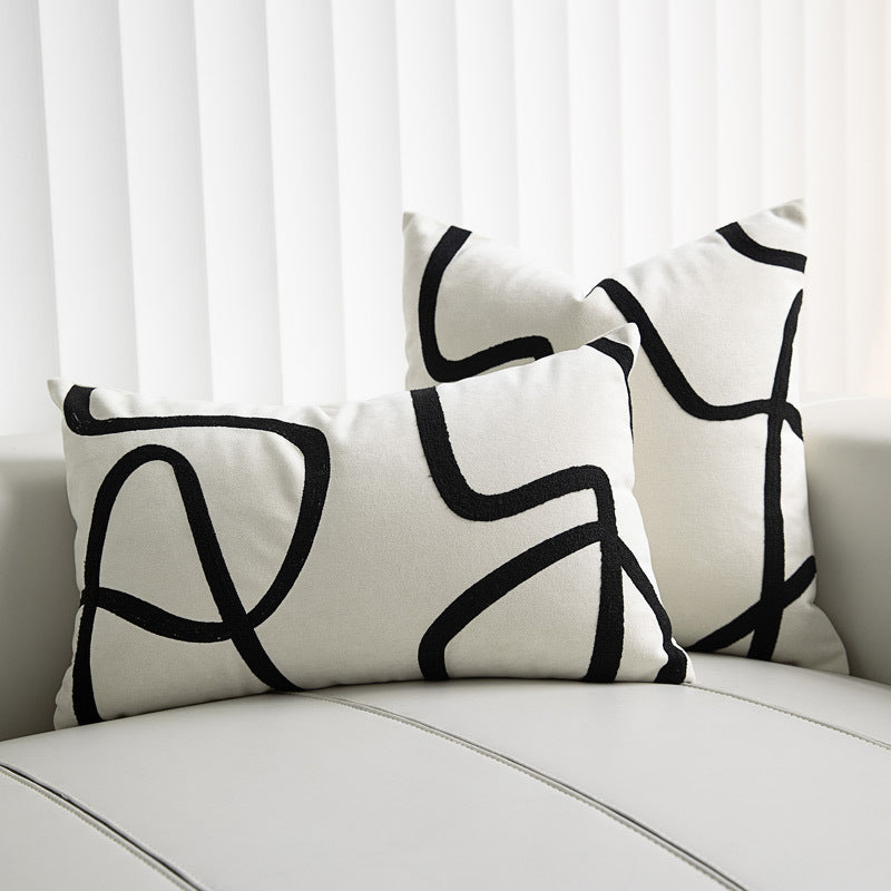 Abstrakter Kissenbezug Wildleder Schwarz-Weiss – Bild 5 | LuxeStyle