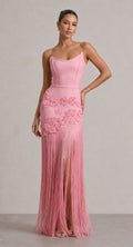 Pailletten-Bustier Maxi-Abendkleid mit Blumen – Bild 8 | LuxeStyle
