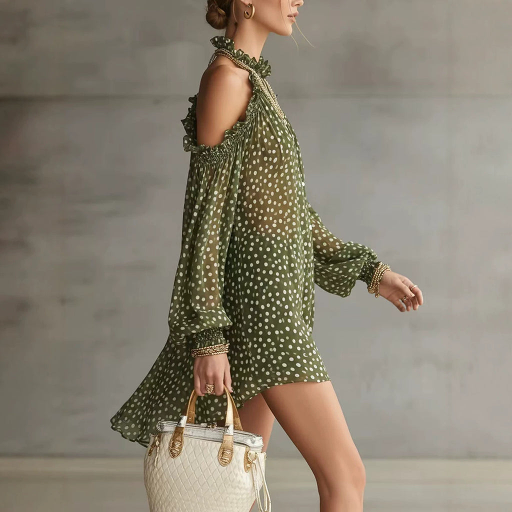 Elegantes Chiffon-Kleid mit Polka Dots