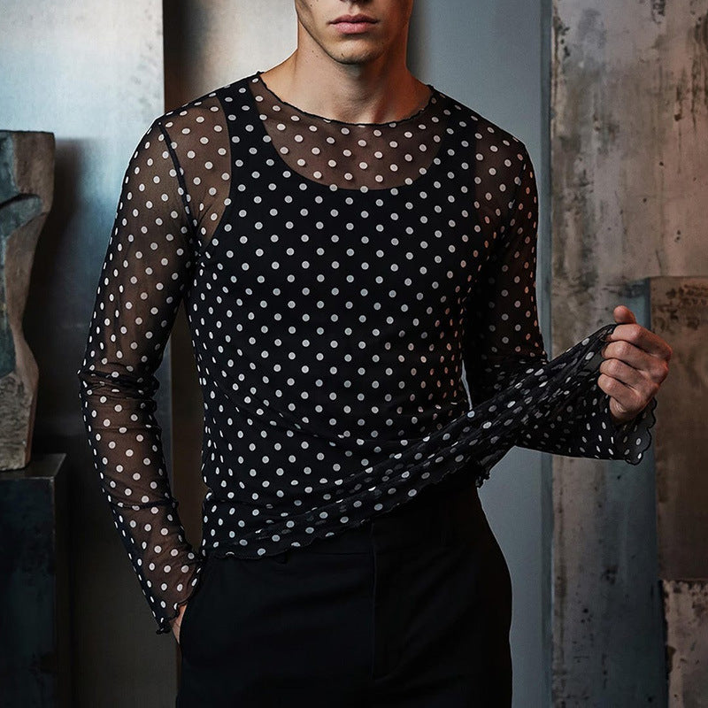Herren Langarmshirt mit Punktmuster – Bild 5 | LuxeStyle