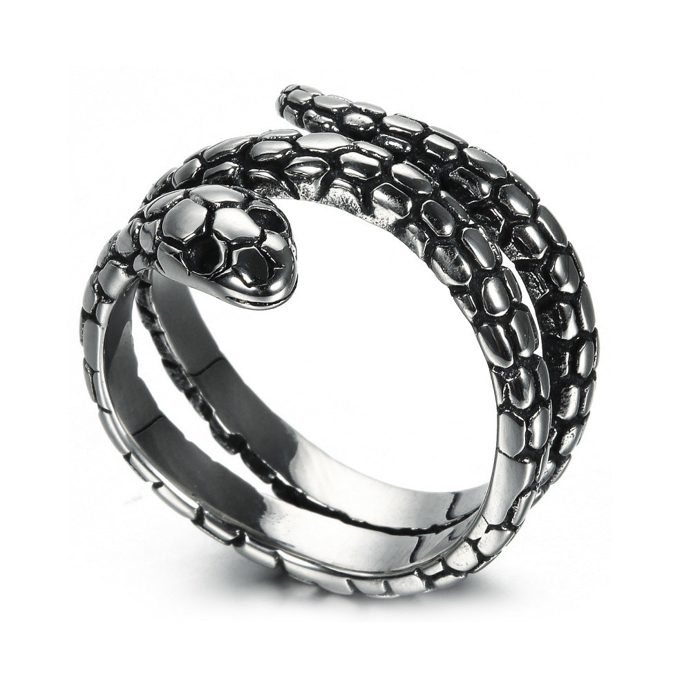 Herren Ring Edelstahl Schlange