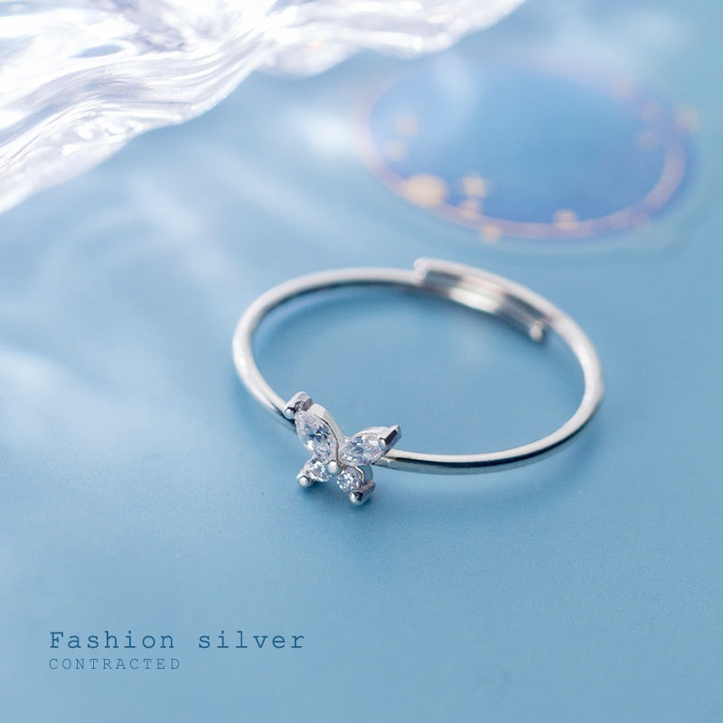Verstellbarer Schmetterling Open Ring mit Diamanten