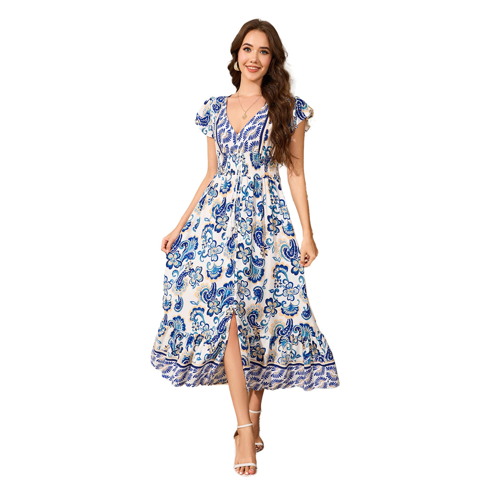 Strandkleid mit Schnürung und Print