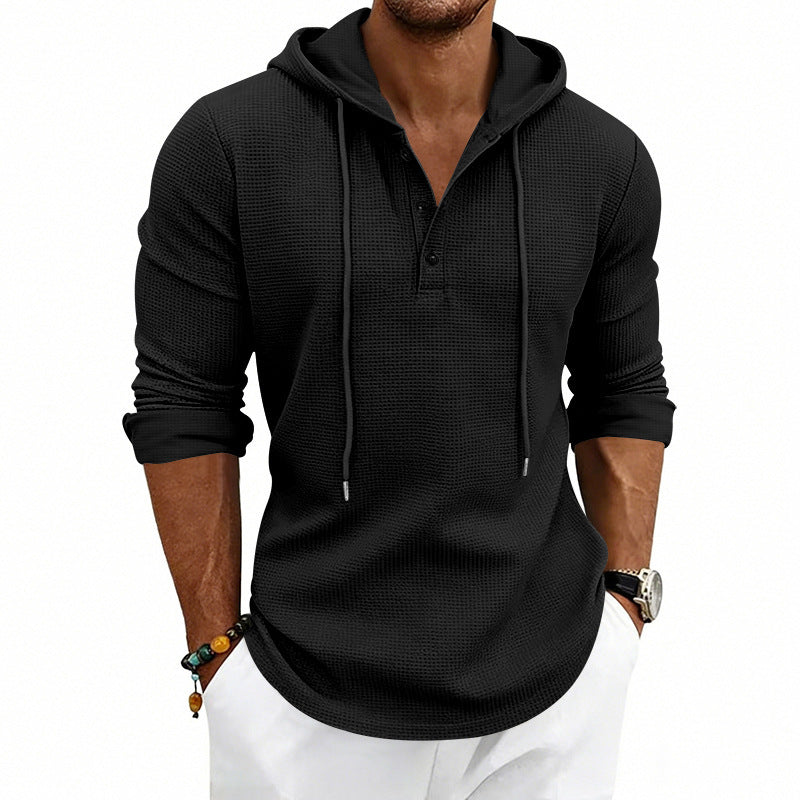 Retro Henley Langarm-Sweatshirt