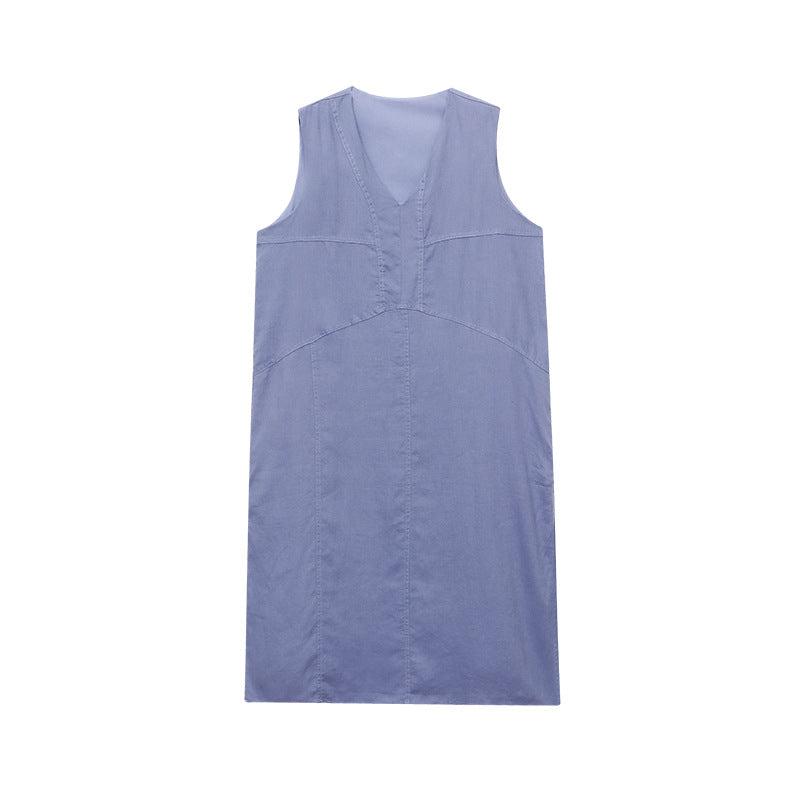 Luftiges Leinenkleid mit V-Ausschnitt