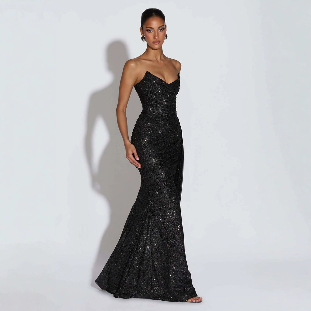 Glänzendes, trägerloses Abendkleid mit Taillenschnürung – Bild 10 | LuxeStyle
