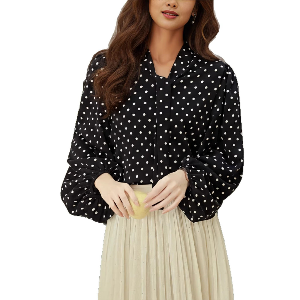 Elegante Polka-Dot Bluse mit Laternenärmeln – Bild 2 | LuxeStyle