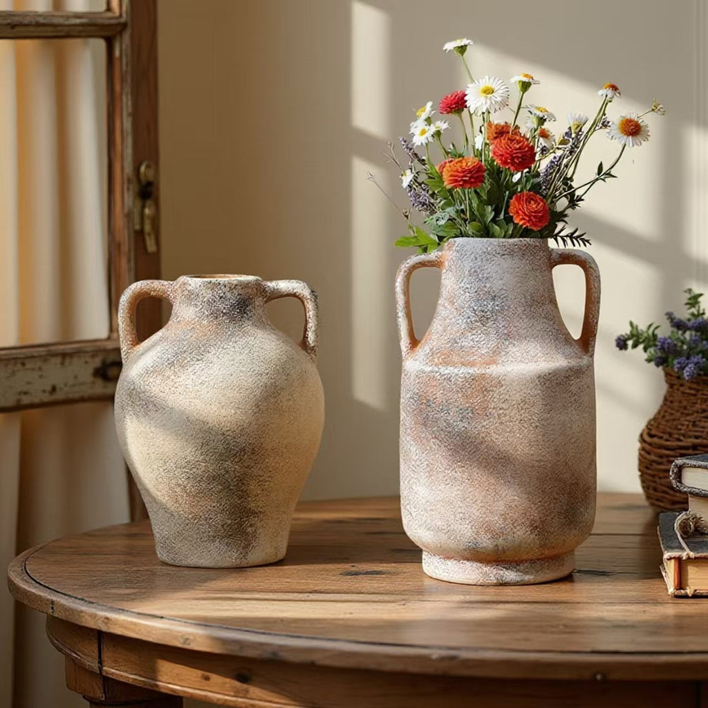 Vintage Keramikblumenampel mit Grifffläche