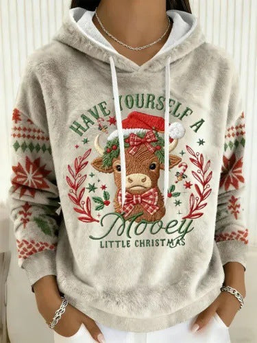 Weihnachts-Pullover Flanell Rundhals Langarm Unisex