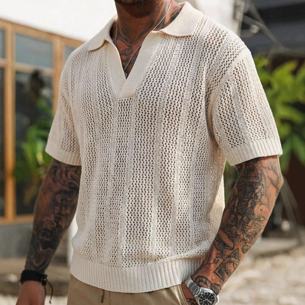 Strickpullover Kurzarm im Relaxed Fit