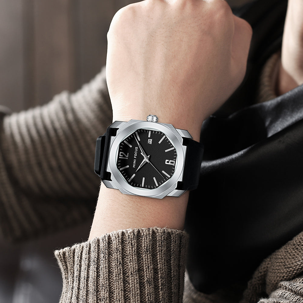 Wasserdichte Herrenuhr mit Kalender und Silikonband – Bild 2 | LuxeStyle