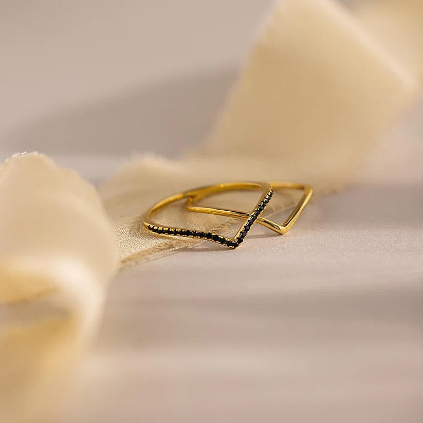 Ring-Set mit Zirkon und Onyx – Bild 4 | LuxeStyle