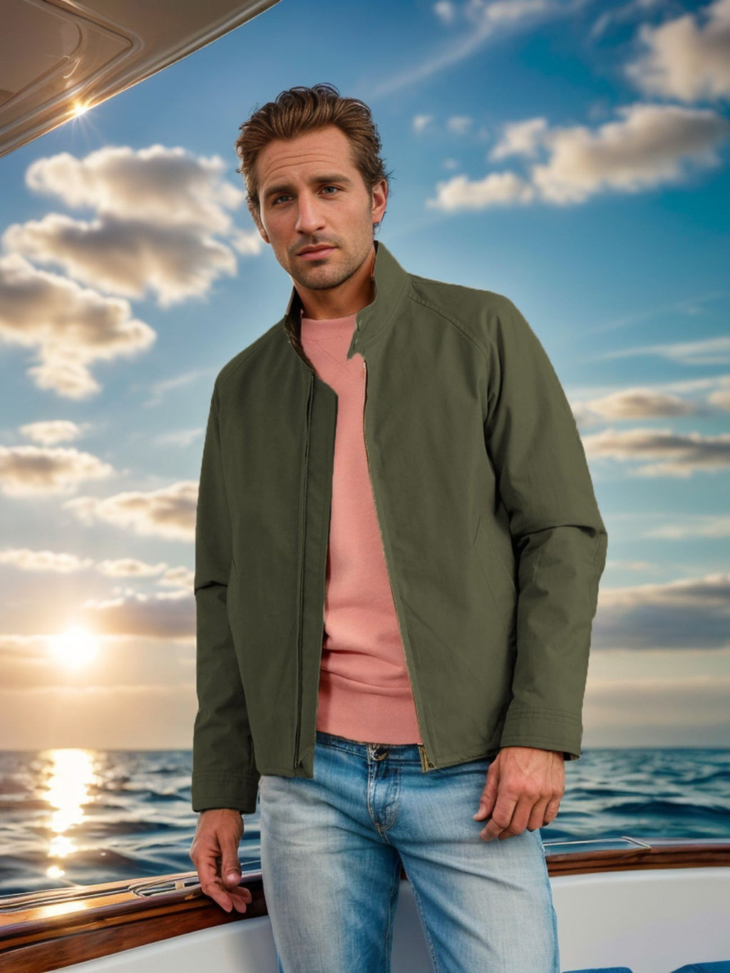 Herren Übergangsjacke mit Rundsaum