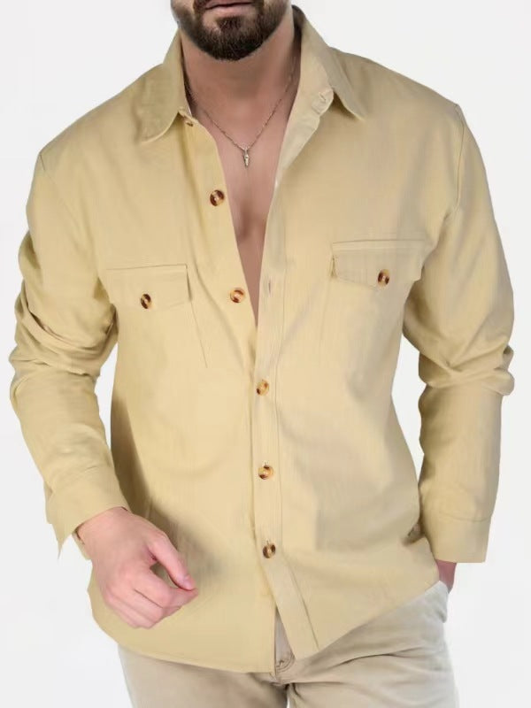 V-Ausschnitt Langarmshirt mit Brusttasche – Bild 5 | LuxeStyle