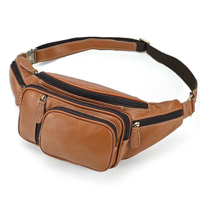 Leder-Bauchtasche Vintage Hellbraun