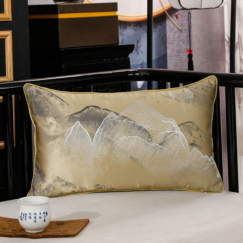 Seiden Jacquard Kissenhülle mit Lotusblatt – Bild 5 | LuxeStyle