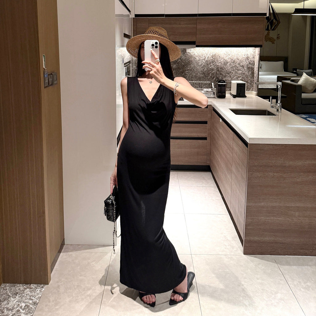 Schwangerschafts-Maxikleid mit Swing-Ausschnitt – Bild 3 | LuxeStyle