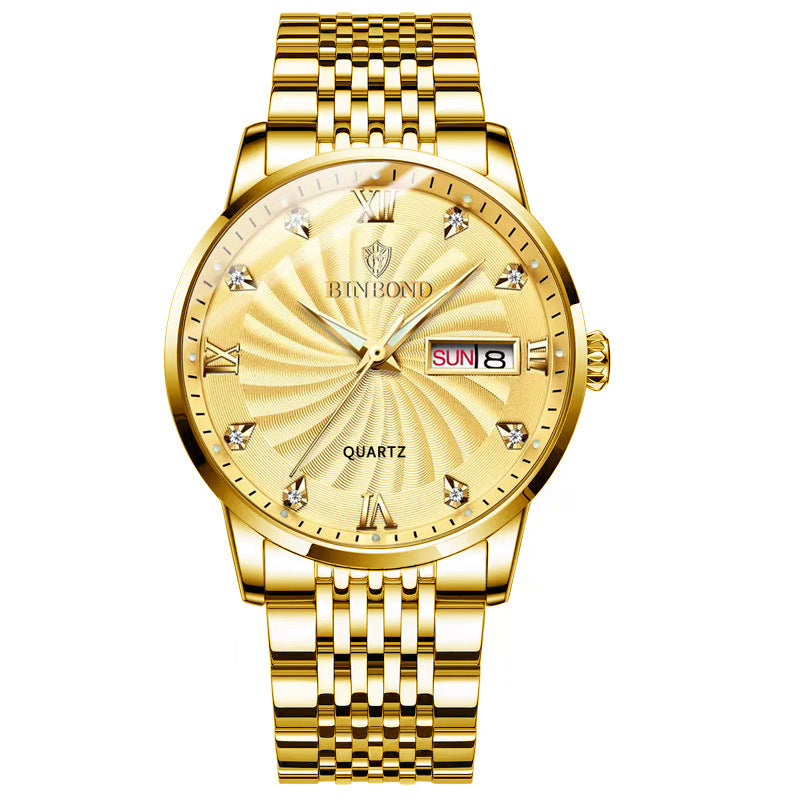 Quarz-Herrenuhr mit Doppeldarstellung und Edelstahlarmband